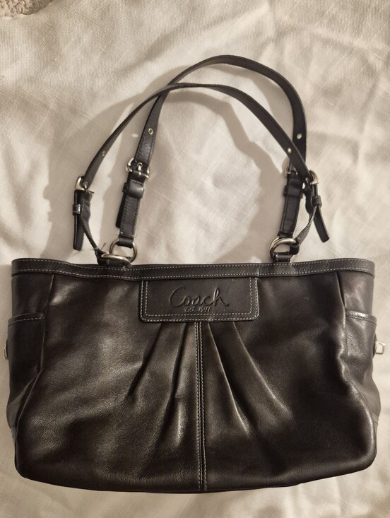 Coach Handbags - Coach Black Leather Pleated Shoulder Bag